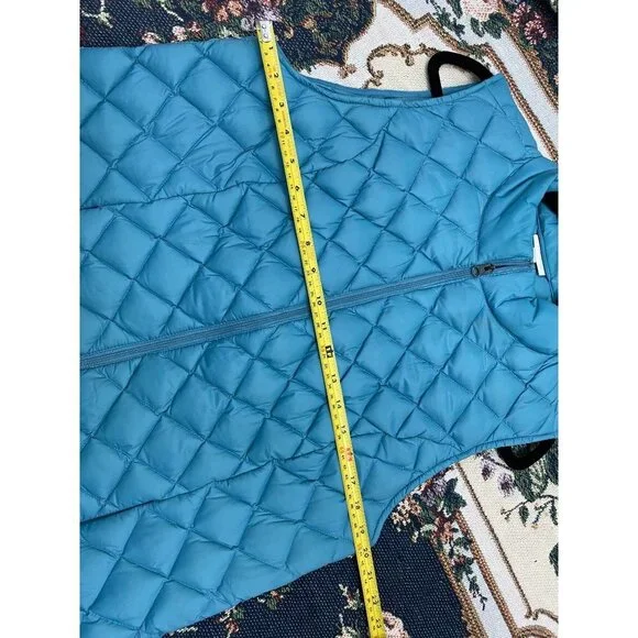 J. Jill Down Filled Quilted Vest Womens Blue Medium Warm Lightweight Fall Winter - Picture 6 of 12